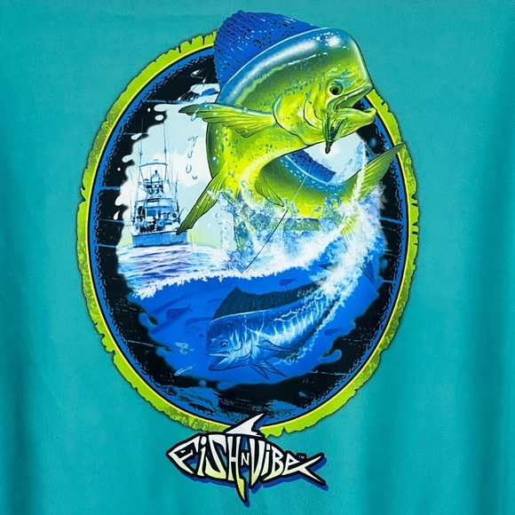 Fish n Vibe Men's Long Sleeve Sun Protection Fishing Tee - Blue - Size Large - Picture 2 of 6